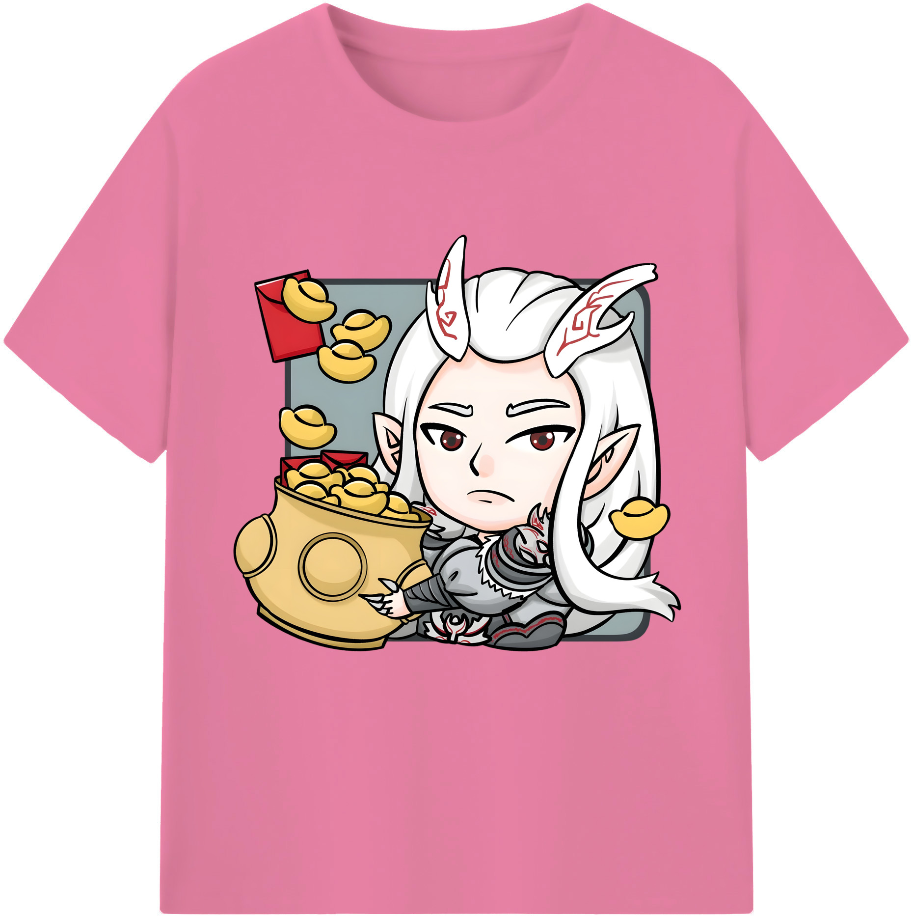 （画像用） Ne Zha 2 ナタ 魔童の大暴れ 綿100％半袖Tシャツ（フロントプリント）